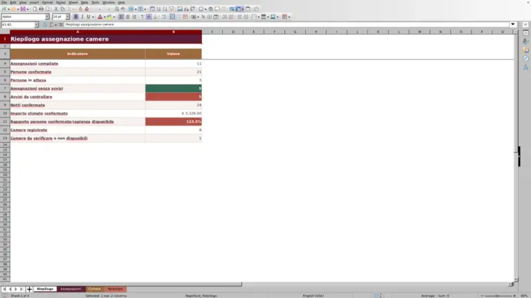 Anteprima di Assegnazione camere invitati matrimonio: modello Excel