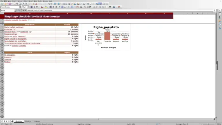 Anteprima di Check-in invitati al ricevimento: modello Excel
