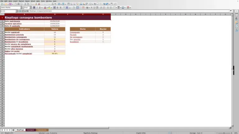 Anteprima di Consegna bomboniere invitati: modello Excel
