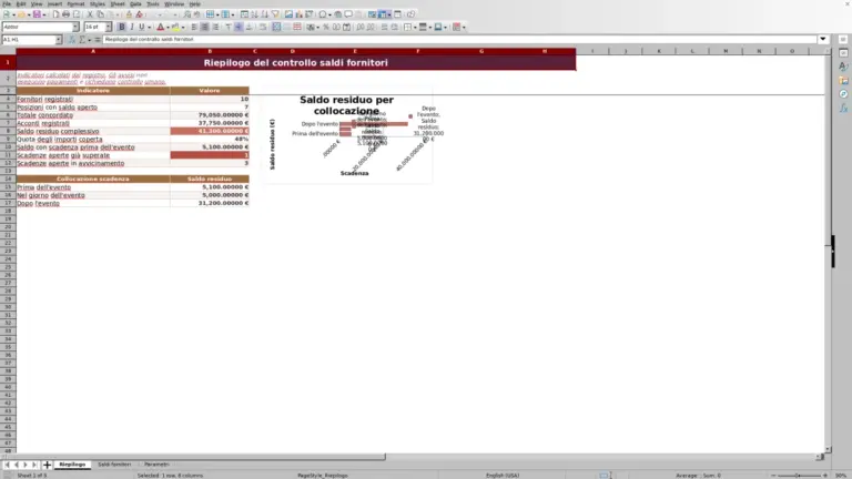 Anteprima di Controllo saldi fornitori nozze con Excel