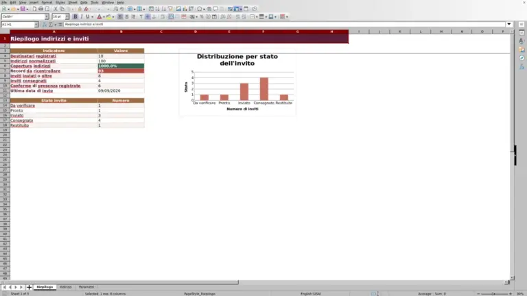 Anteprima di Indirizzi inviti matrimonio: modello Excel